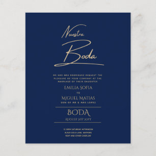 Simple Nuestra BODA Spanish Wedding Text Only Inv