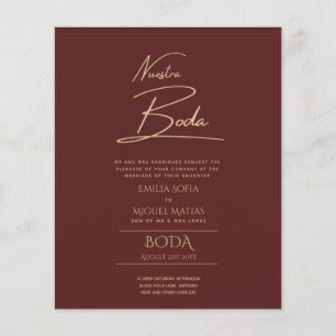 Simple Nuestra BODA Spanish Wedding Text Only Inv Flyer