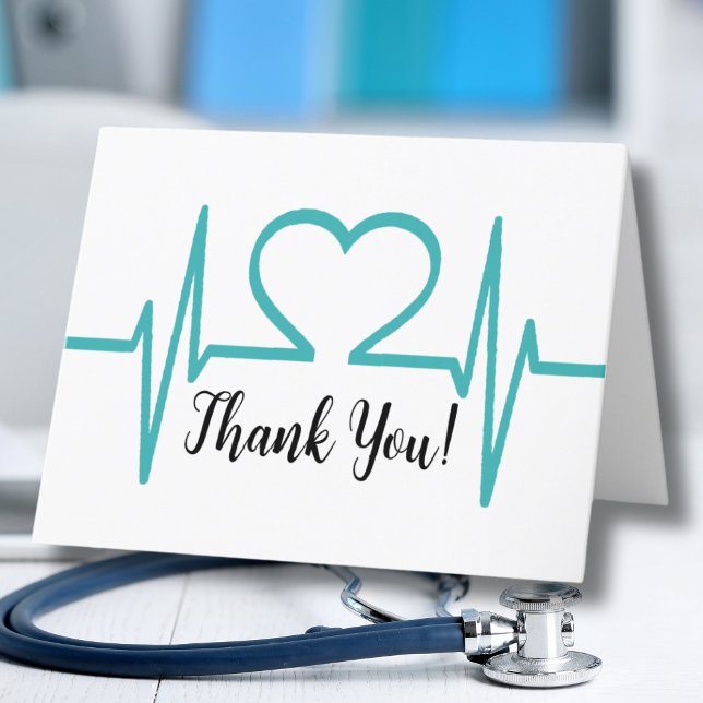 Simple Nurse Doctor Healthcare Medical Thank You Card (Simple Heart Beat Nurse Doctor Healthcare Medical Thank You Card)