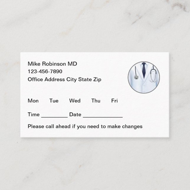 Simple Nurse Practitioner Appointment Cards (Front)