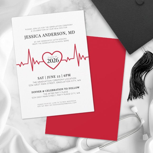 Simple Nursing Doctor Medical School Graduation Invitation (Simple Nursing Doctor Medical School Graduation Invitation)