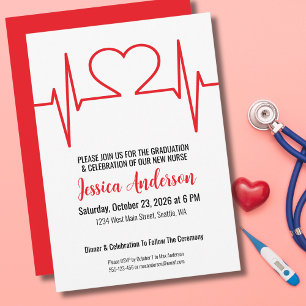 Simple Nursing Medical School Gradutation Invitation