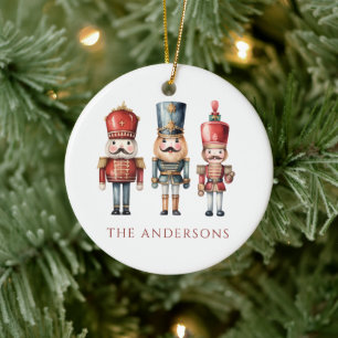 Simple Nutcracker Christmas Holiday Ceramic Ornament