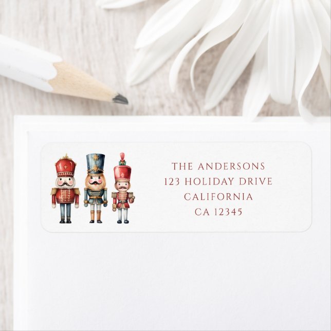 Simple Nutcracker Christmas Holiday return address Label (Insitu)