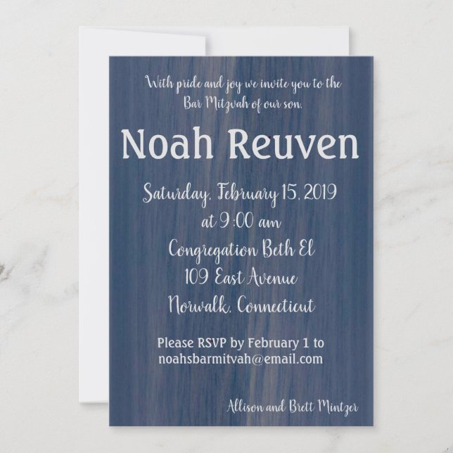 Simple Ocean Bar Mitzvah Invitation (Front)