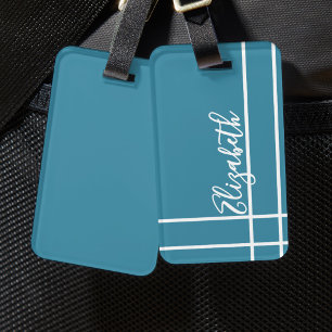Simple ocean blue minimalist custom name ladies luggage tag