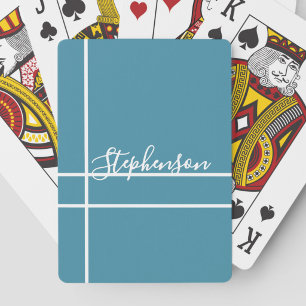 Simple ocean blue minimalist custom name playing cards