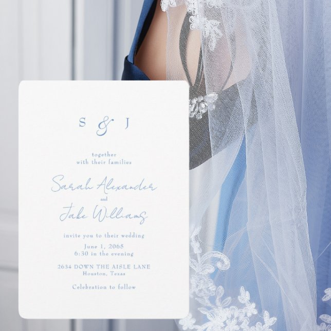 Simple Ocean Blue Text Rounded Wedding Website Invitation (Creator Uploaded)