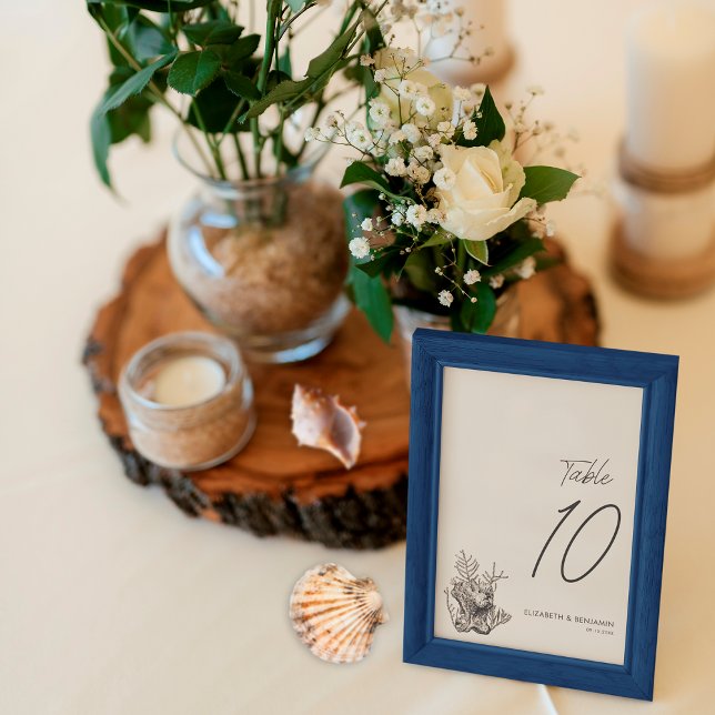 Simple Ocean Coral Sea Beach Wedding Seating Table Number (Creator Uploaded)