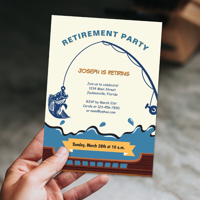Simple Ocean Fishing Retirement Party Invitation (Simple Ocean Fishing Retirement Party Invitation)