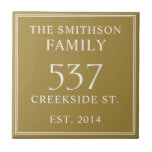 Simple Ochre Date Established Address House Plaque Ceramic Tile<br><div class="desc">Introducing our sophisticated and sleek ochre and white house address plaque, featuring a minimalist design that exudes elegance. This plaque not only displays your house number but also includes the date of establishment, adding a personal touch to your home. Elevate the exterior of your residence with this stylish and timeless...</div>
