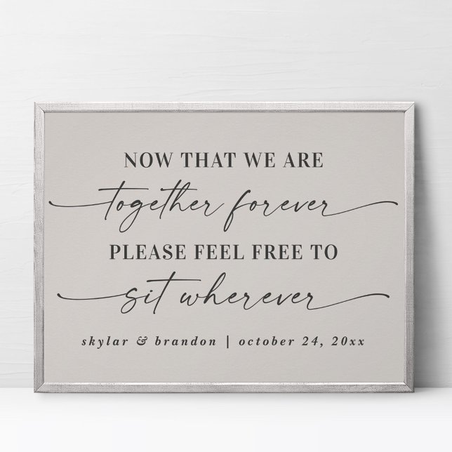 Simple Off-White Seating Wedding Ceremony Sign (Creator Uploaded)