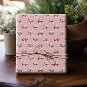 Simple Office Business Logo Pattern - Pink Rose Wrapping Paper