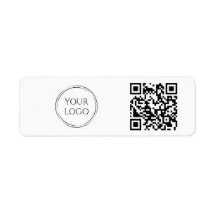 Simple Office Company Business Logo QR Code Return Address Label