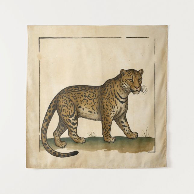 Simple Old Style Leopard Art Tapestry (Front)