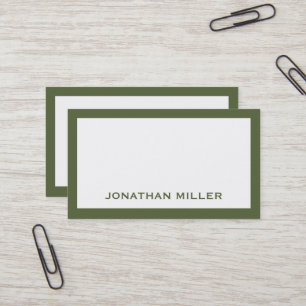 Simple Olive Green and White Typographic Business Card