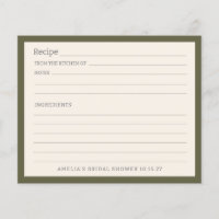 Simple Olive Green Border Personalised Recipe Card
