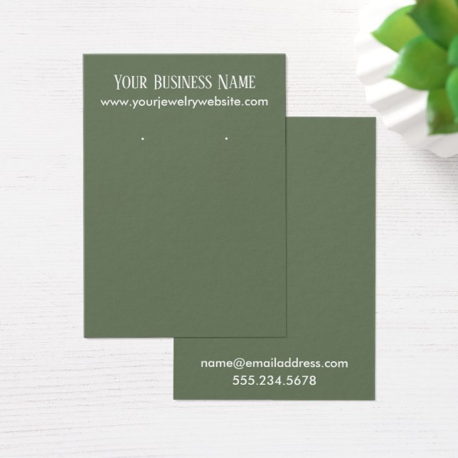 Simple Olive Green Earring Holder Display Cards (Desk)