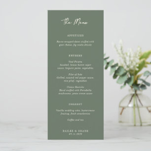 Simple Olive Green Modern Wedding Menu