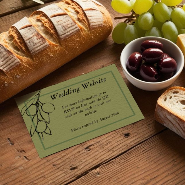 Simple Olive Green Olive Branch QR Code Enclosure Card (Creator Uploaded)