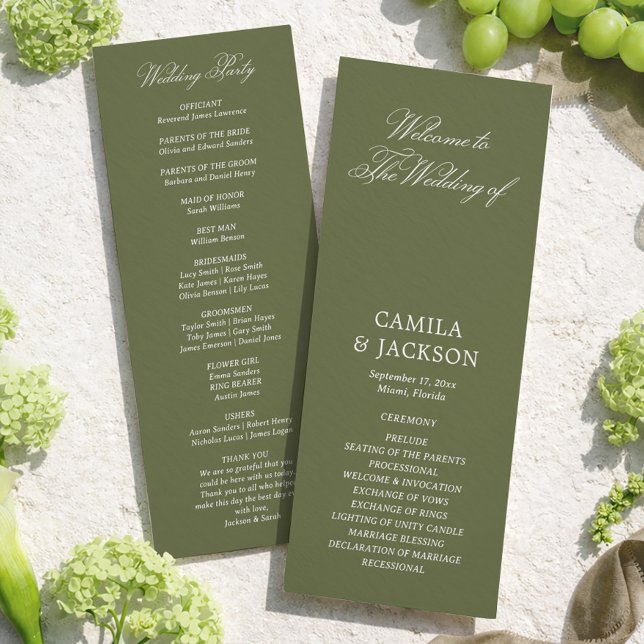 Simple Olive Green Wedding Flat Program (Creator Uploaded)
