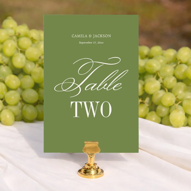 Simple Olive Green Wedding  Table Number (Creator Uploaded)