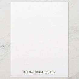 Simple Olive Typographic Name Stationery Custom Letterhead