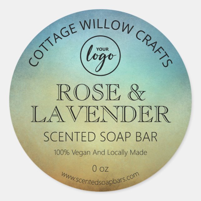Simple Ombre Blue Scented Soap Labels (Front)