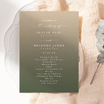Simple Ombre Dark Green & Gold Wedding Ceremony Program<br><div class="desc">Simple Ombre Dark Green & Gold Wedding Ceremony Program. This modern minimal Order of Services Card is simple classic and elegant with a subtle ombre gradient fade and a pretty signature script calligraphy font with tails. Shown in the Chic Ombre Dark Green & Gold Colorway. Available in several colour options,...</div>