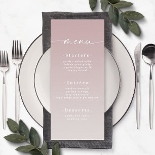 Simple Ombre Mauve & Gardenia White Wedding Menu