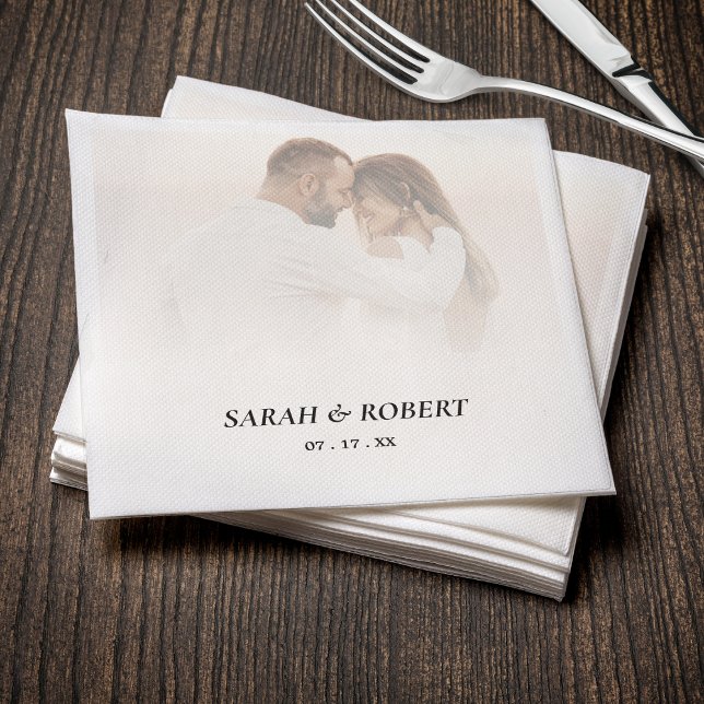 Simple Ombre White Photo Wedding Napkin (Simple Ombre White Photo Wedding Napkins
)