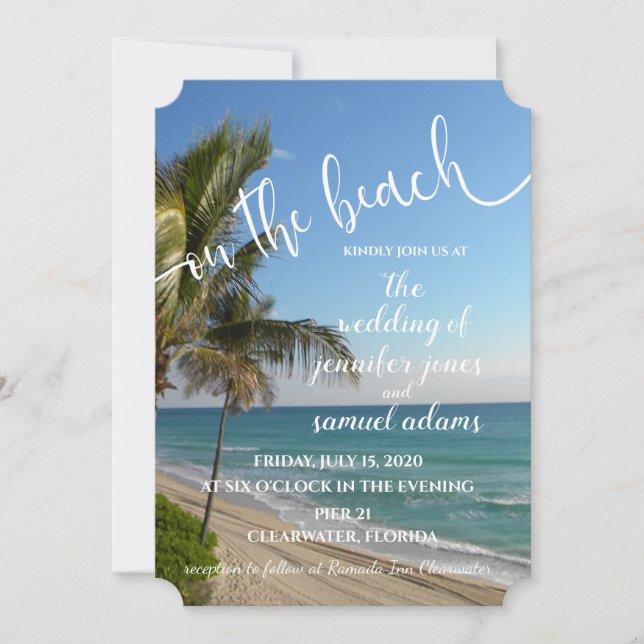 Simple On the Beach Wedding Wedding Invitation (Front)