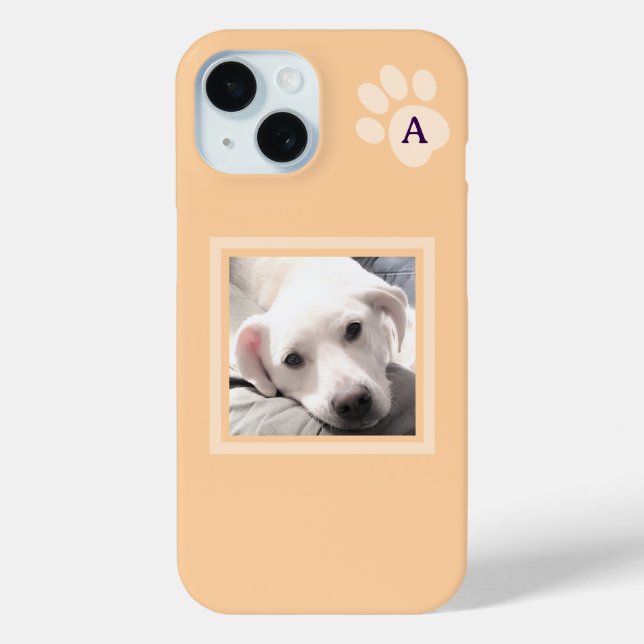 Simple One Photo Dog Paw Initial Light peach Case-Mate iPhone Case (Back)