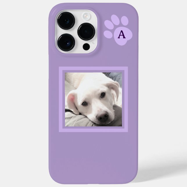 Simple One Photo Dog Paw Initial Light Purple Case-Mate iPhone Case (Back)