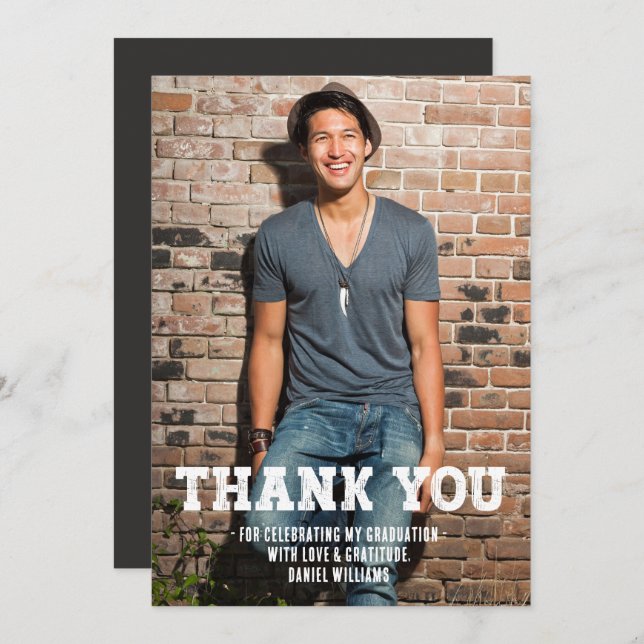 Simple One Photo Graduation  Thank You Card (Front/Back)