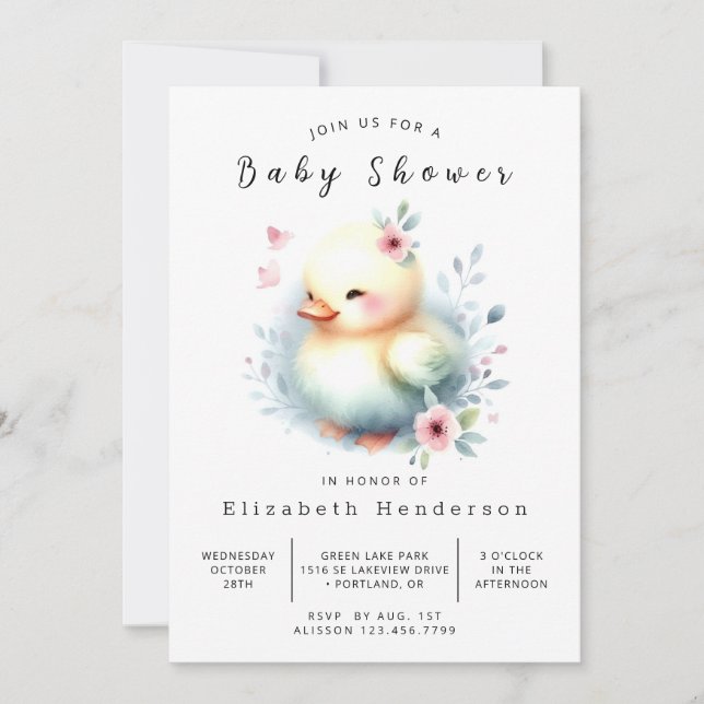  Simple Online Duck Baby Shower Invitation (Front)