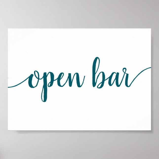 Simple Open Bar | Teal Aqua Any Event Sign (Front)