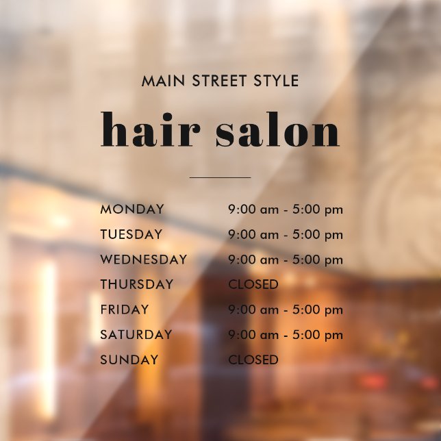 Simple Opening Hours Hair Salon Business (Sheet 2)