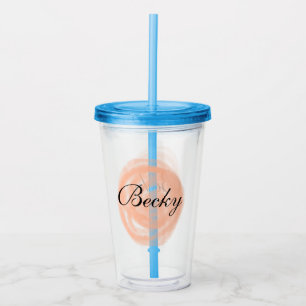 simple orang pastel watercolor add your name custo acrylic tumbler
