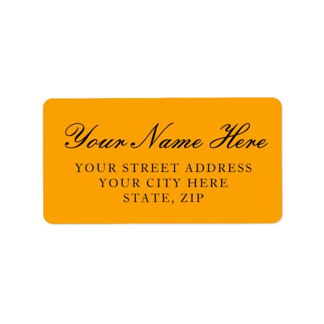 Simple Orange Address Labels with Custom Text (Front)