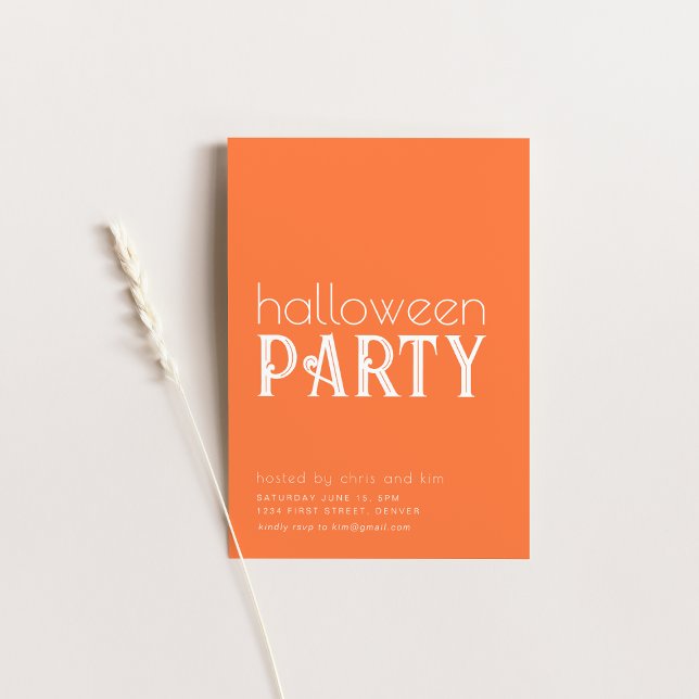 Simple Orange and White Halloween Party Invite (Creator Uploaded)