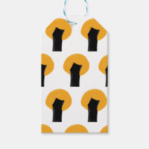 Simple orange black tree watercolor pattern custom gift tags