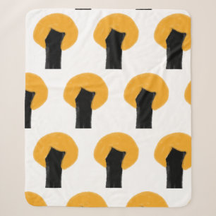 Simple orange black tree watercolor pattern custom sherpa blanket