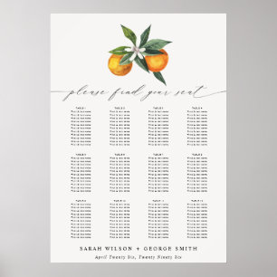 Simple Orange Boho Botanical Wedding Setting Chart