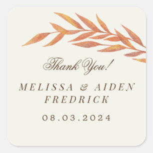 Simple Orange Branch Autumn Wedding Favour Tags