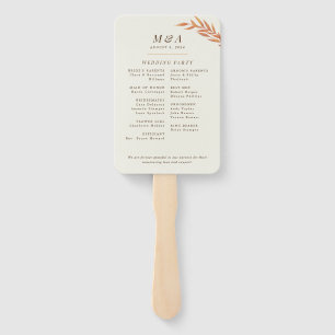 Simple Orange Branch Fall Wedding Hand Fan