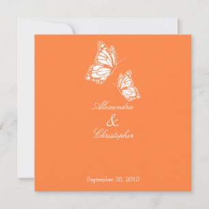 Simple Orange Butterflies Wedding Announcement
