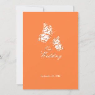 Simple Orange Butterflies Wedding Announcement 2