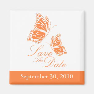 Simple Orange Butterfly Save The Date Wedding Magnet