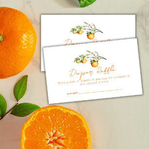 Simple Orange Citrus Diaper Raffle Baby Shower Enclosure Card